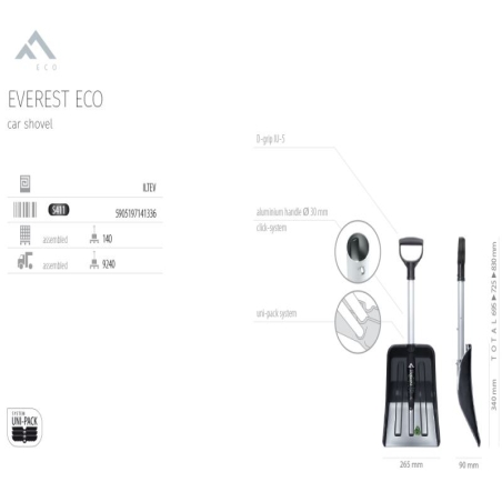 Lopata na sneh EVEREST ECO skladacia matne čierna