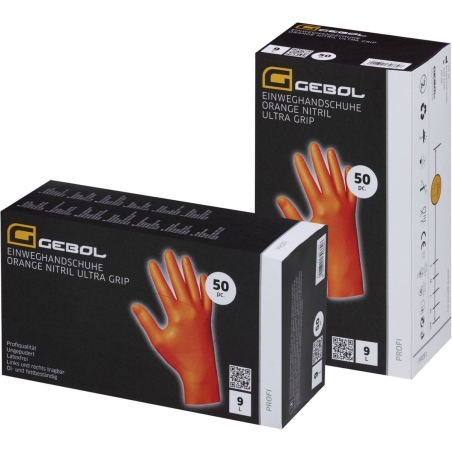 GEBOL-Rukavice jednorázové  ULTRA GRIP  NITRIL (ORANŽOVE) č.M , 50 ks