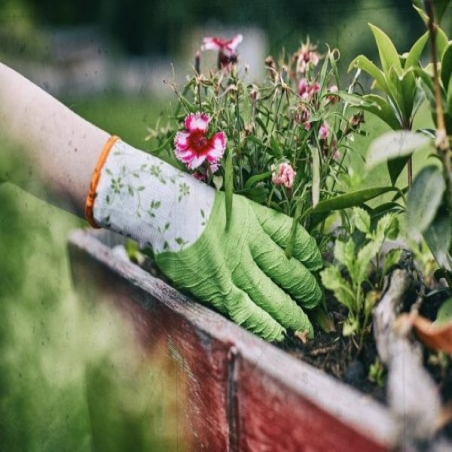GEBOL-Pracovné rukavice  FLOWER GREEN č.8,