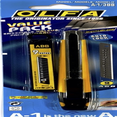 GEBOL-Nôž OLFA 9mm, A-I/3BB + 3ks náhradných čepeliek SB